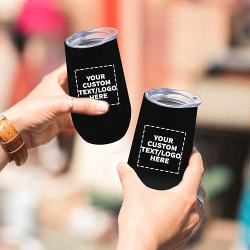 Miniatura 9 de Copas de vino personalizadas de acero inoxidable sin tallo con tapas, juego de 24 unidades, paquete personalizado a granel, perfectas para vino,