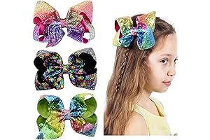 Ayesha 8Inch Glitter Hair Clips - Shimmering Sparkle for Little Princesses