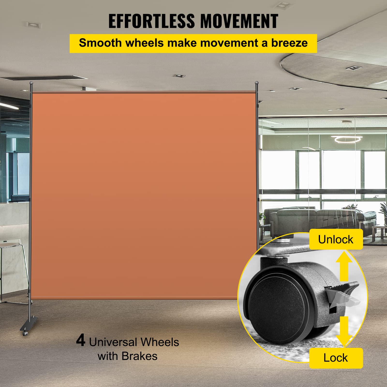 VEVOR Office Partition 71" W x 14" D x 72" H Room Divider w/Thicker Non-See-Through Fabric Office Divider Portable Office Divider Reddish Brown Room Partition for Room Office Restaurant