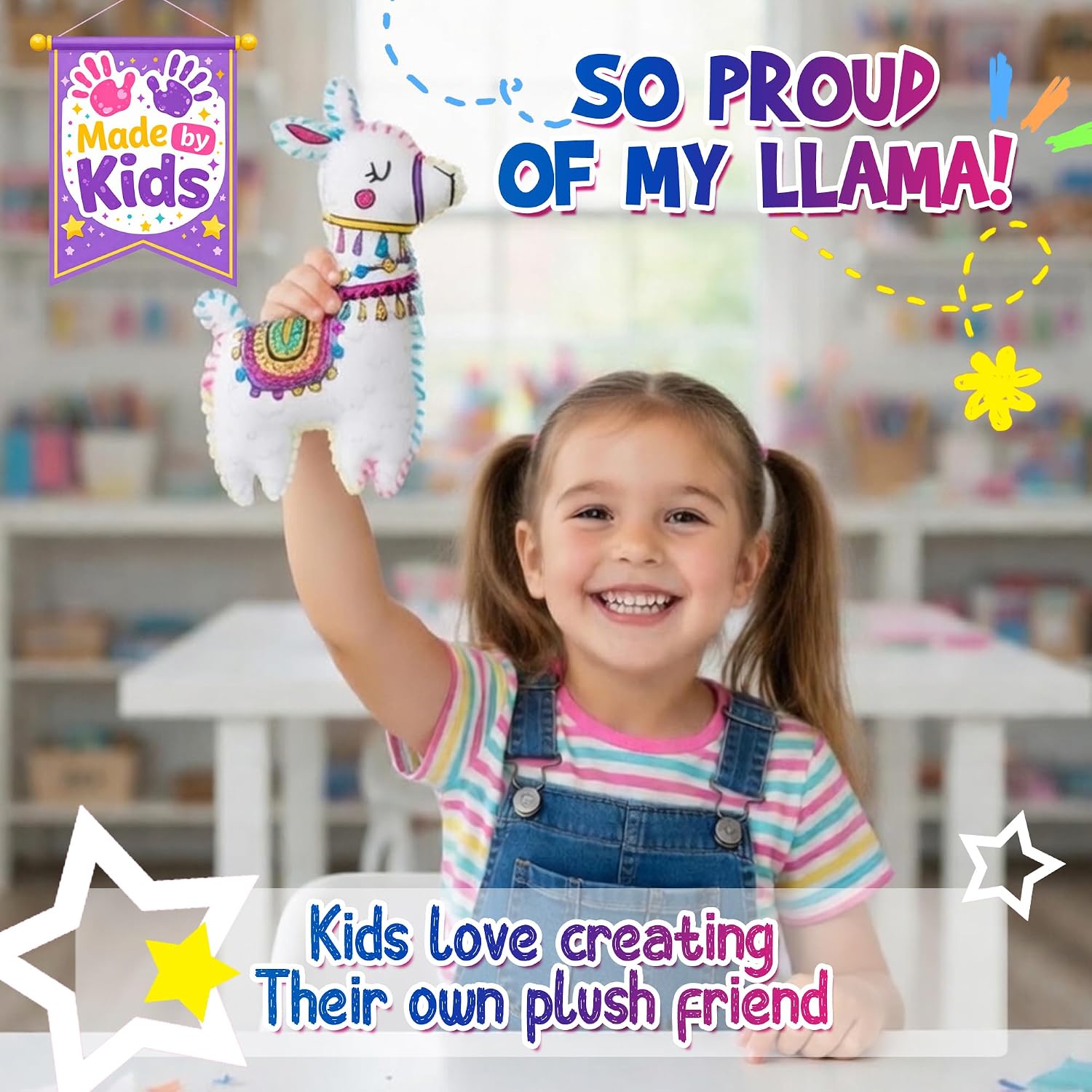 Llama Sewing Kit for Kids Ages 6+, Make Your Own Plush Toy Cute Friends, DIY Coloring & Stuffed Animals Craft Kits, Arts and Crafts for Beginner Creative Activity, Birthday Gifts for Girls Boys