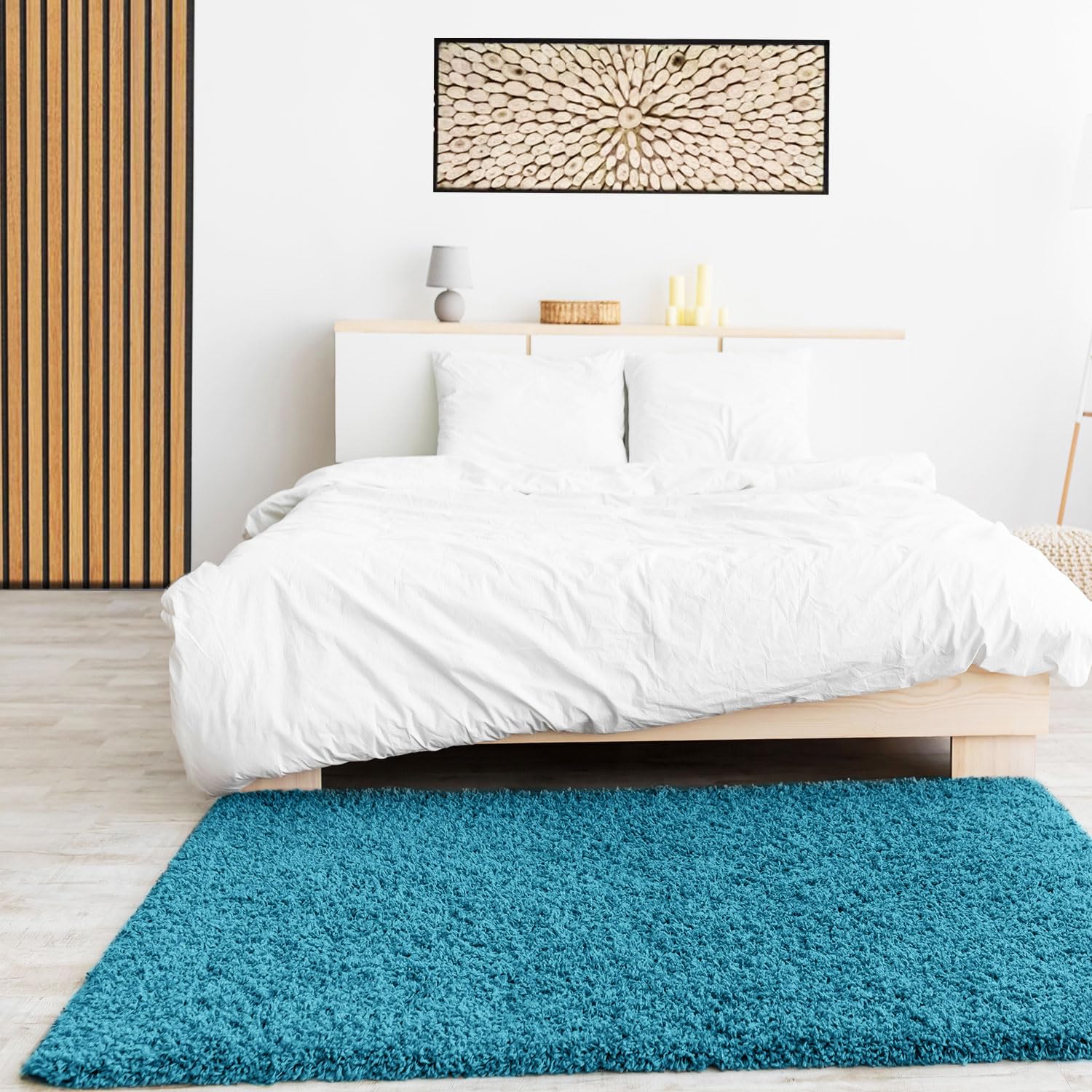 Vimoda Teppich Prime Shaggy Hochflor Langflor Einfarbig Modern Türkis für Wohnzimmer – Bild 2