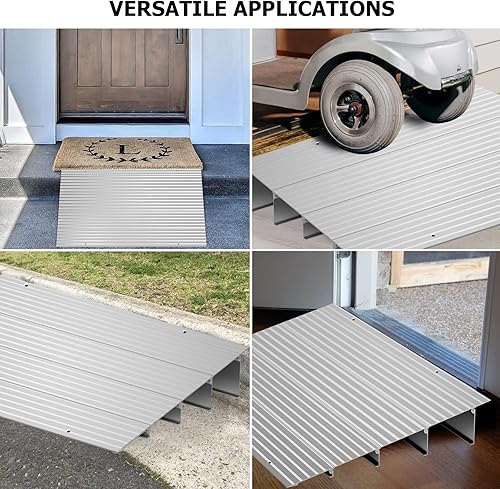 Miniatura 6 de Rampa para umbral de puerta DWALE de 4" de altura, rampa de aluminio para entrada o puertas con capacidad de carga de 800 lbs para sillas de ruedas,
