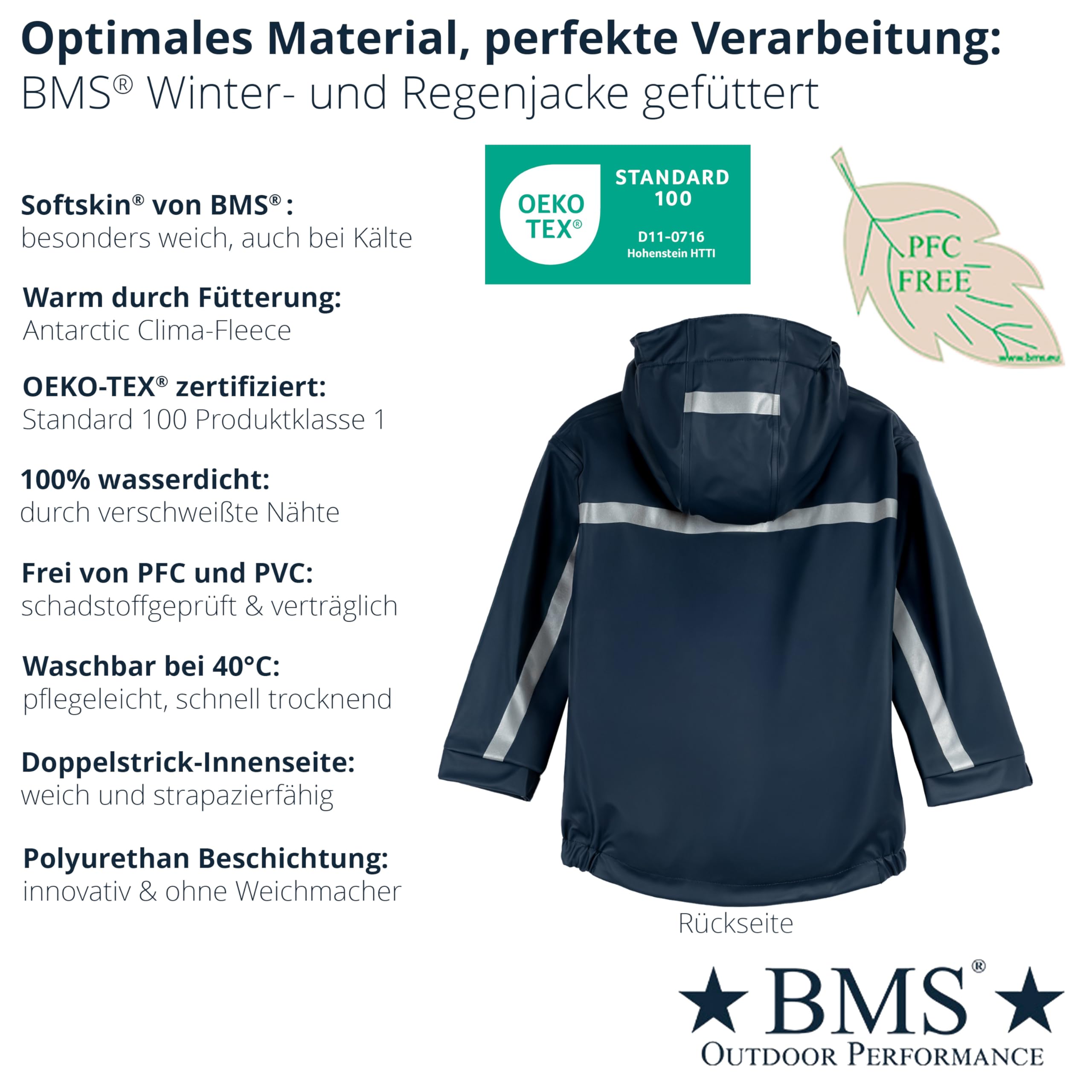 BMS Regenjacke mit Fleece gefüttert