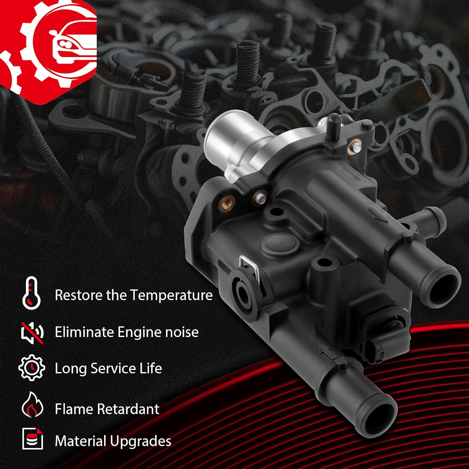 cciyu 25189437 Engine Coolant Thermostat Housing Water Outlet Thermostat Housing Kit Replacement fit for Chevrolet Aveo 2009-2011, for Chevrolet Aveo5 2009-2011
