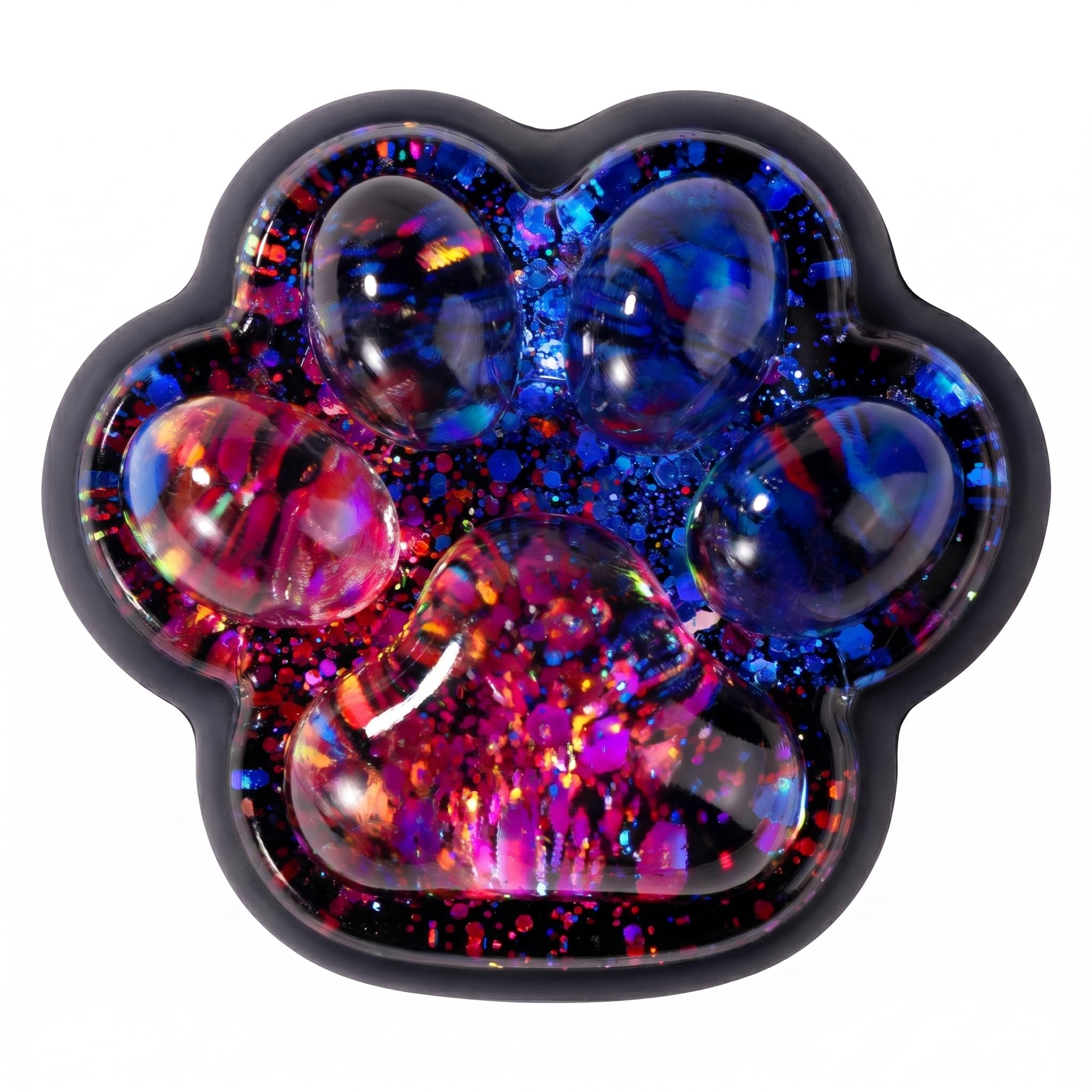 Cat Paw Stress Relief Squeeze Toy - Glitter Fidget Toy for Anxiety, Soft Silicone Squishy Ball, Portable Sensory Stress Ball for Adults Kids Teens, Office Desk Toy Gift (Multicolor)