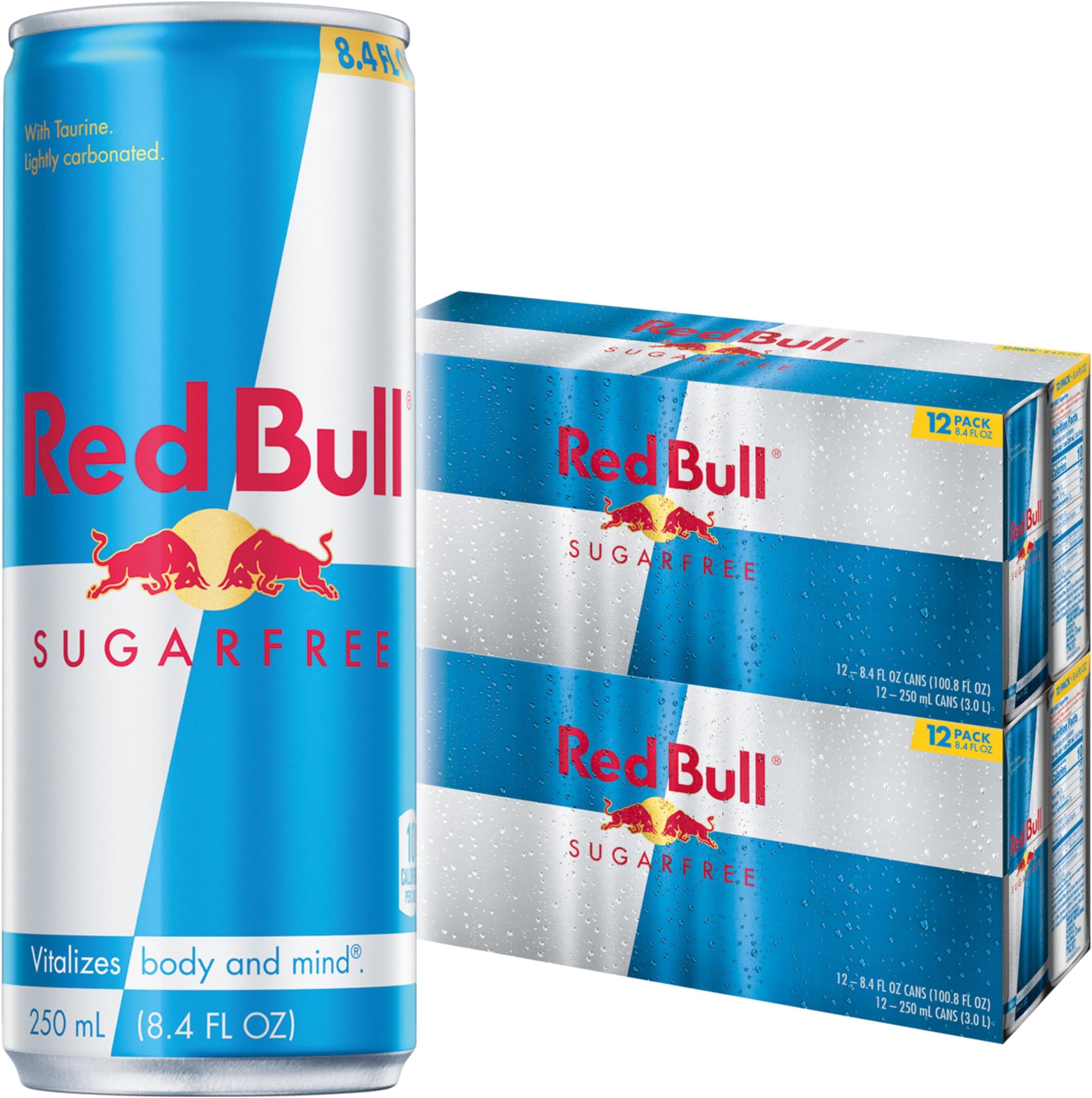 Red Bull Sugar Free Energy Drink with 80mg Caffeine plus Taurine & B Vitamins, 8.4 Fl Oz, 2 Packs of 12 Cans (Pack of 24)