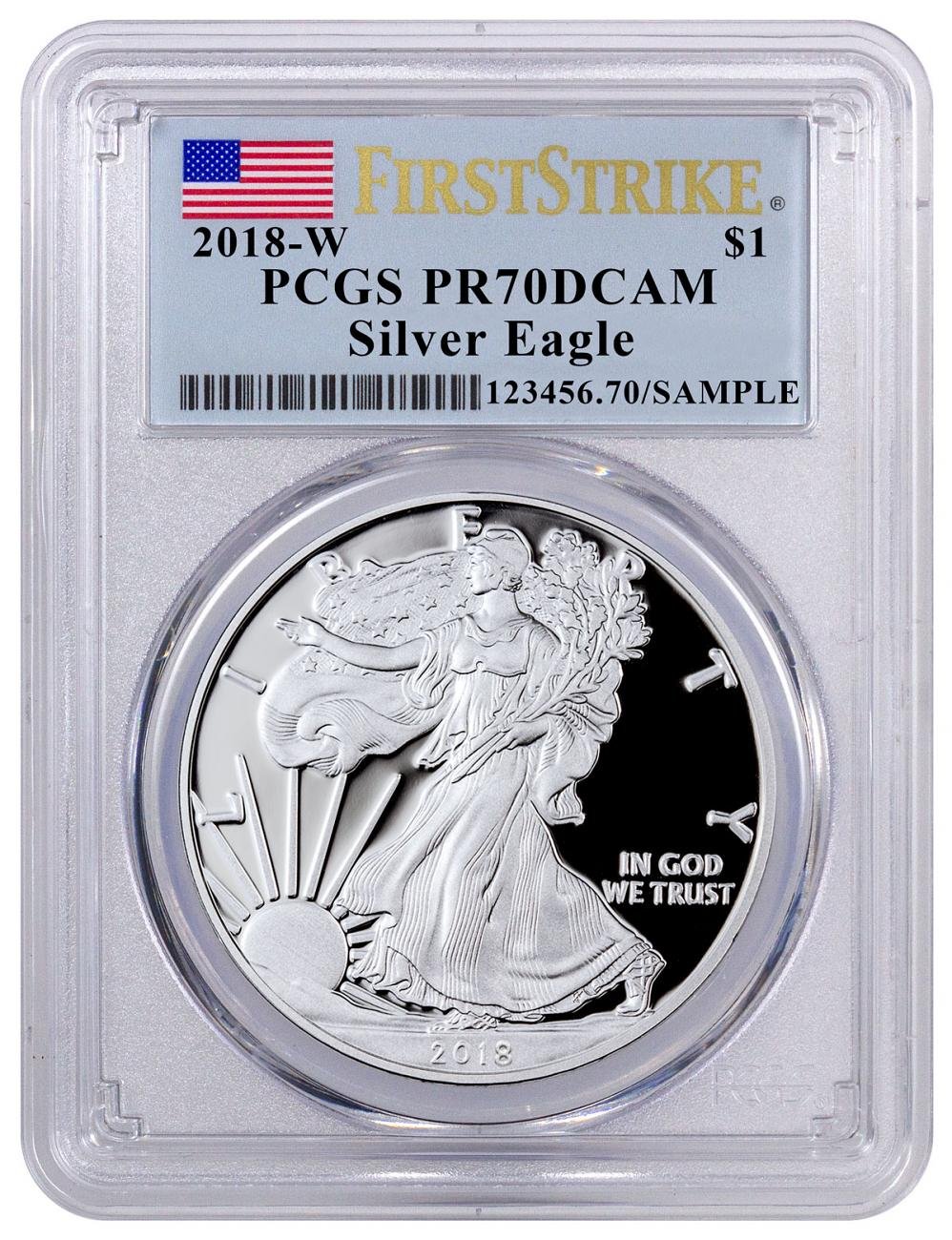 2018 W Silver Eagle 2018-W Proof American Silver Eagle PCGS PR70 2018 W Silver Eagle 2018-W Proof American Silver Eagle PCGS PR70