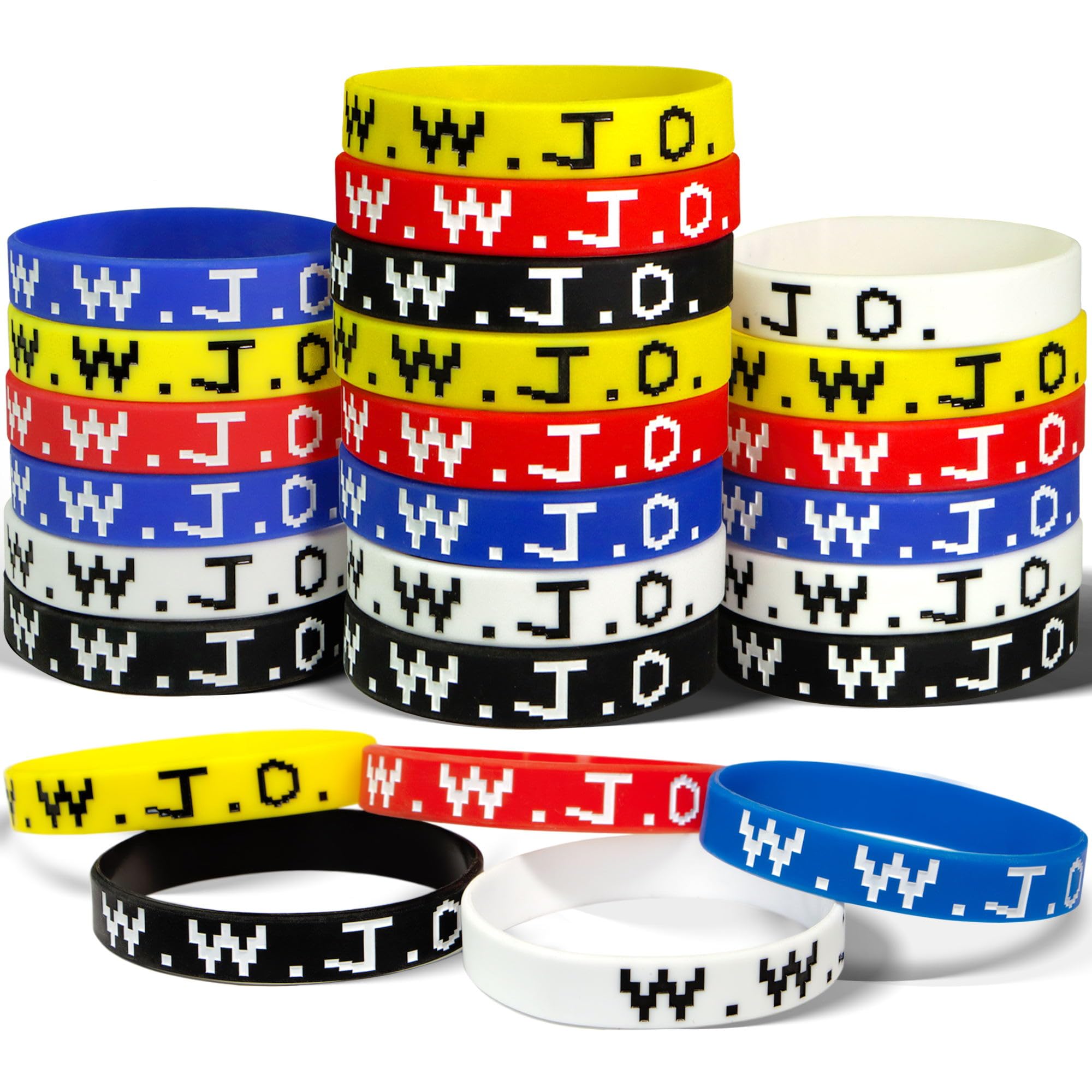 Novelty Place WWJD Rubber Bracelets, Pack of 20, What Would Jesus Do Silicone Wristbands for Men Women Party Favors Christian Jesus Inspirational Motivational Bracelet Christmas Gifts Church