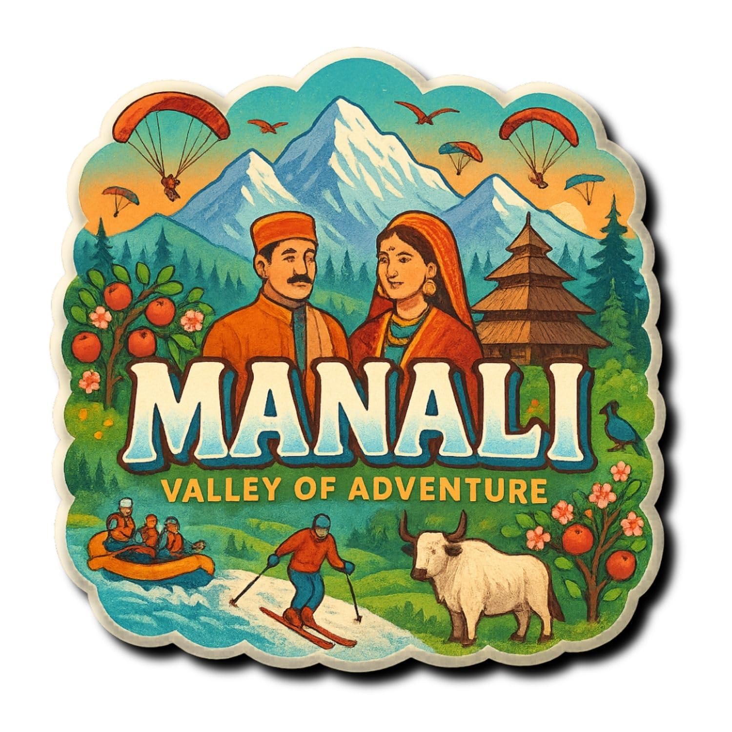 Kashmir Fridge Magnet - Stunning India Art -17 Kashmir Fridge Magnet - Stunning India Art -17