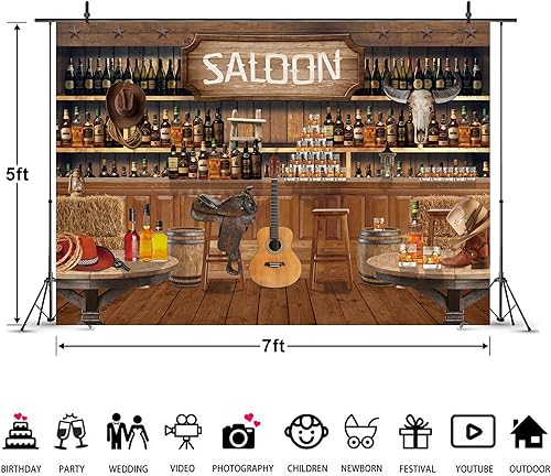 Miniatura 3 de Imirell Western Saloon - Telón de fondo de vaquero de 7 pulgadas de ancho x 5 pies de alto, estilo campestre vintage, rancho del oeste, Texas Vaque