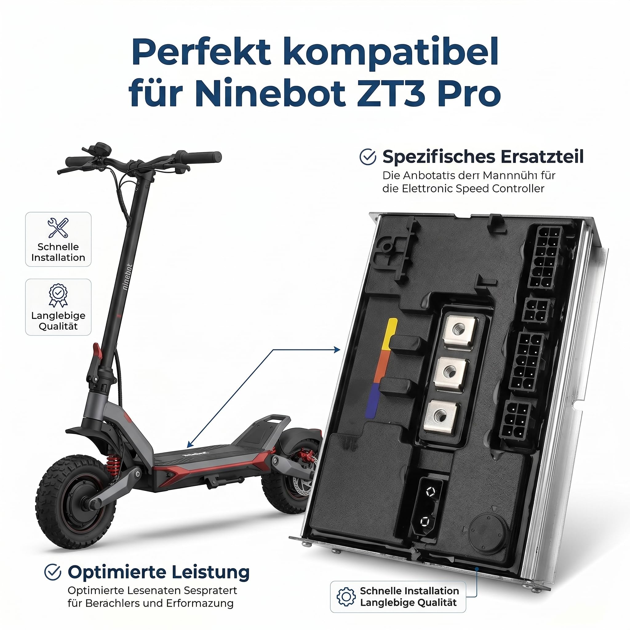 Für NINEBOT für ZT3 Pro Elektroroller Geschwindigkeitsregler Ersatz, 48V 40 km/h Leistungsverbesserung, Metall-Kunststoff-Steuerplatine