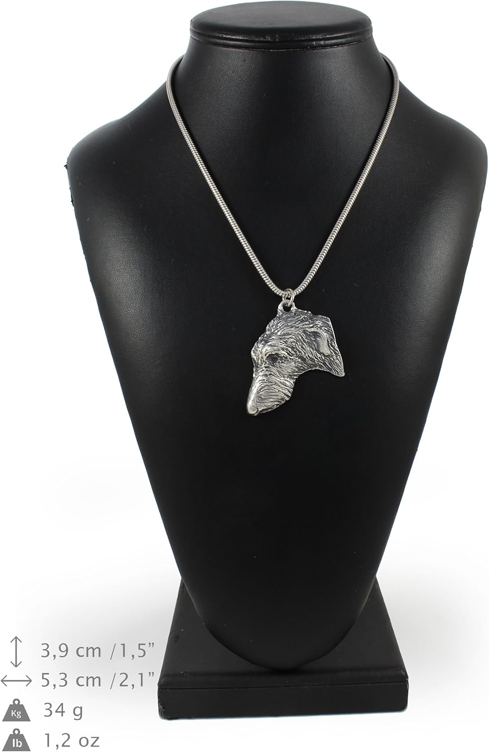 Art-Dog Collection Dog Pendant on Silver Thread - Handmade Dog Necklace with ZnAl Base and Silver Coating – Silver Dog Necklaces for Men and Women – Dog Breeds Jewelry – Deerhound