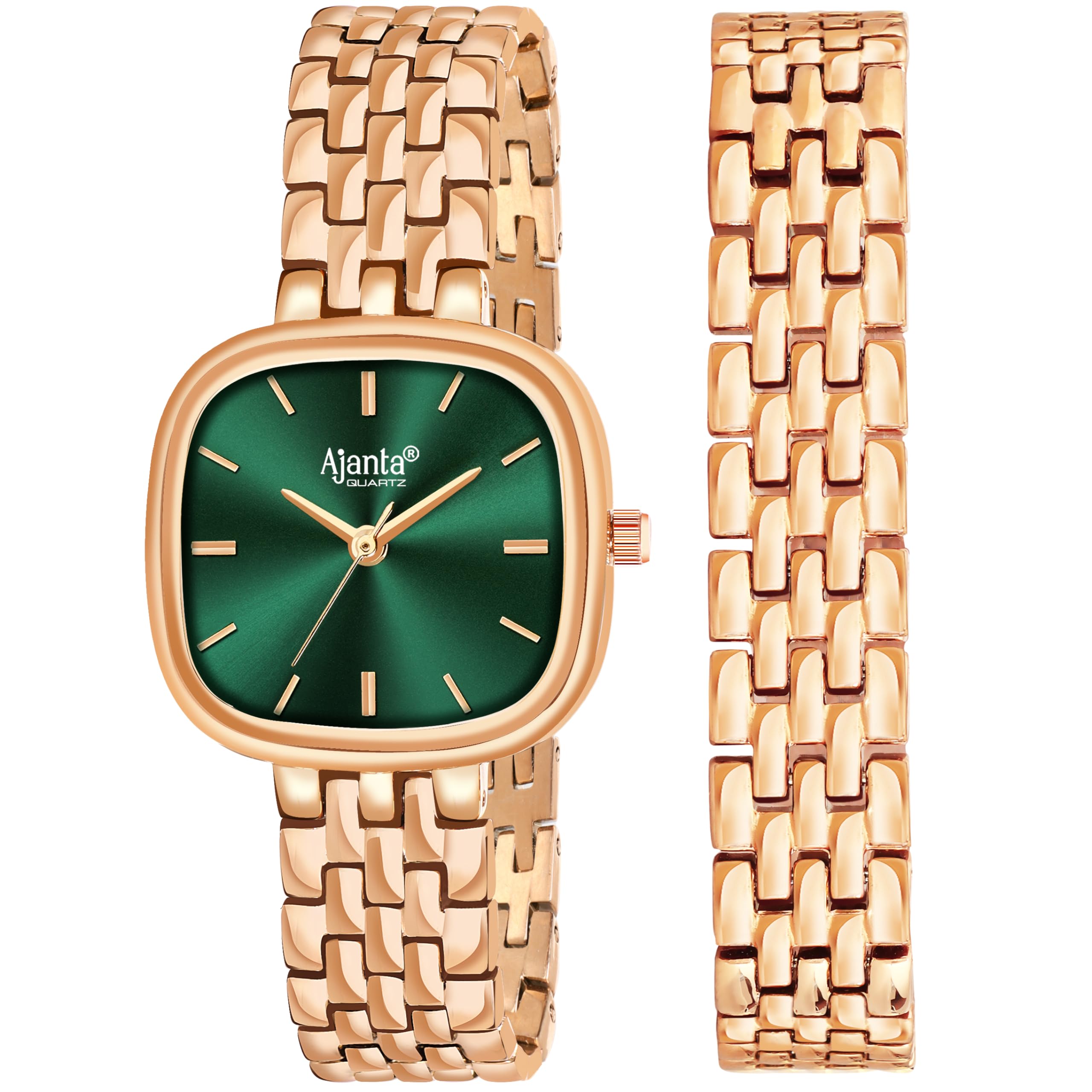 ajanta quartz Newly Launched Stainless Steel Stylish Rosegold - Green Analog Watches and Square Dial for Women and Girls & Miss and Ladies with Metal Strap Bracelet Suitable for Casual,Formal-picture-40