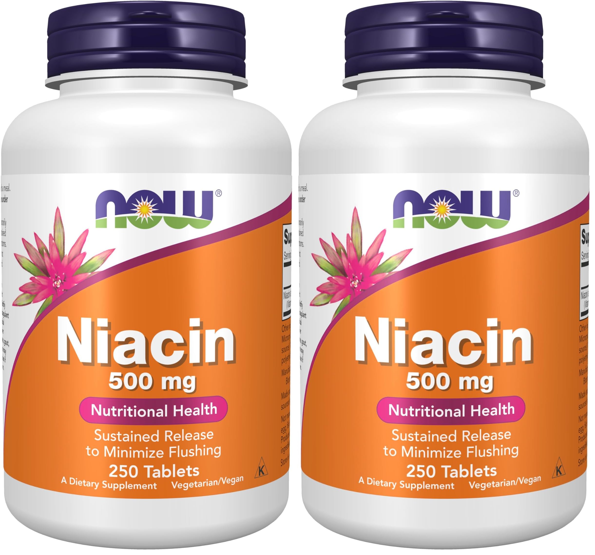 NOW Foods Supplements,Niacin (Vitamin B-3) 500 mg,Sustained Release,Nutritional Health,250 Tablets,(Pack of 2) 250 Count (Pack of 2)