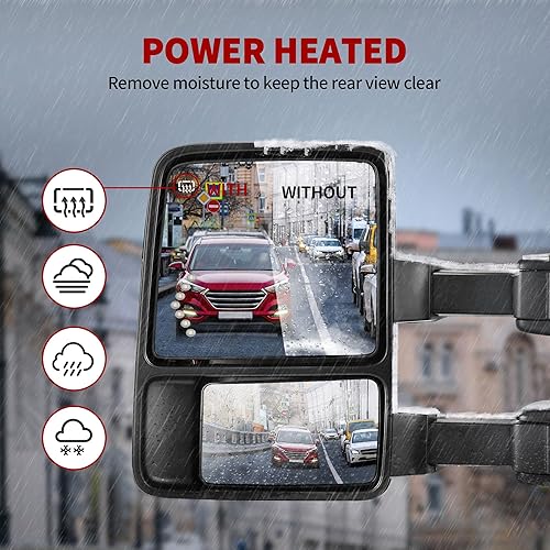 Miniatura 2 de YITAMOTOR Espejo de remolque compatible con Ford F250 F350 F450 F550 Super Duty 2008-2016, espejo lateral izquierdo del conductor, espejo de