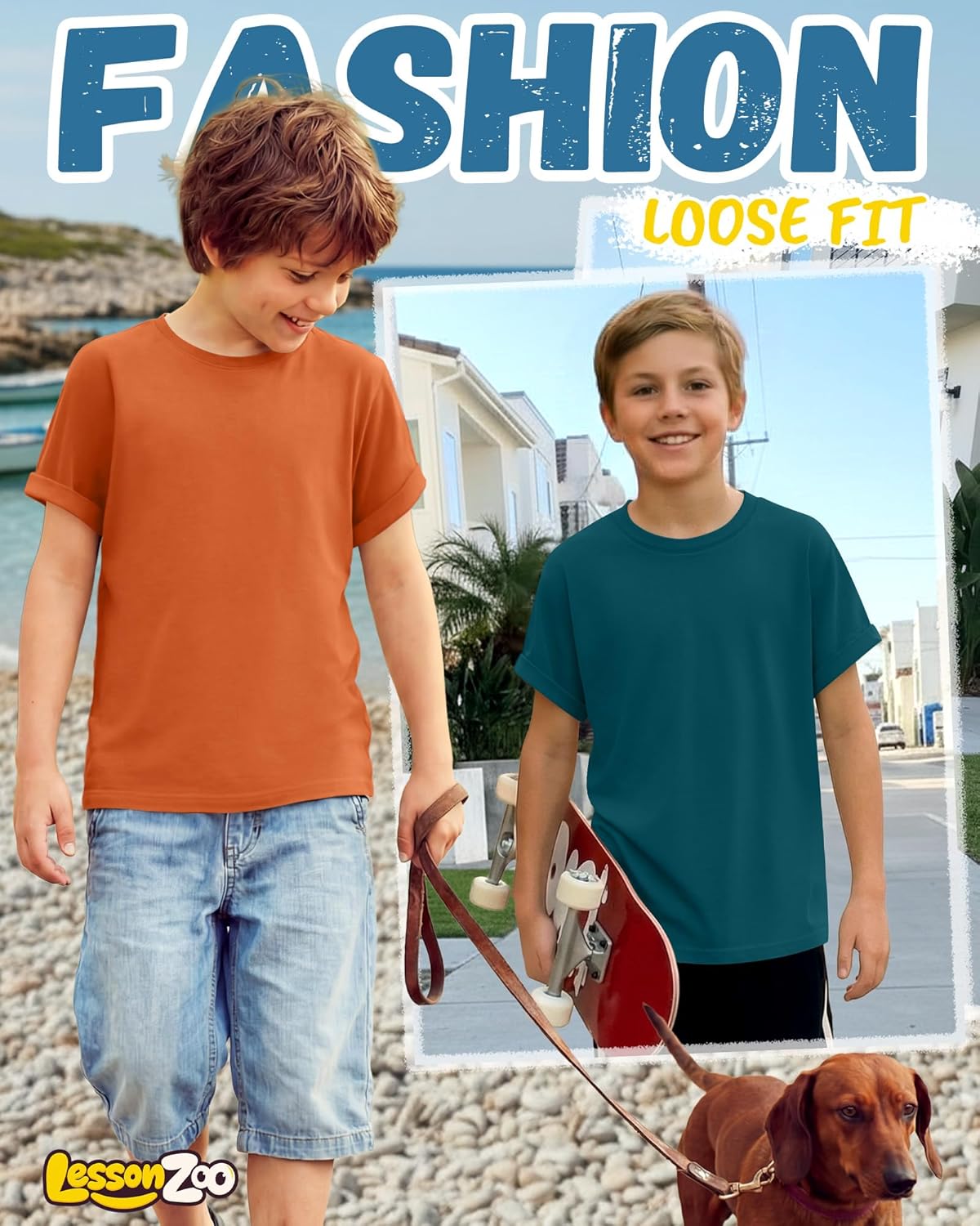 4 Pack Boys Short Sleeve Shirts Crewneck Kids Loose Fit Basic Casual Youth Soft Solid Plain Tees - Image 5