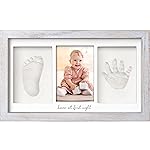 KeaBabies Baby Hand and Footprint Kit - Clay Handprint Keepsake Frame, Newborn Nursery Picture Frame, Personalized New Mom Gifts for Baby First Christmas Shower (Vintage Gray)
