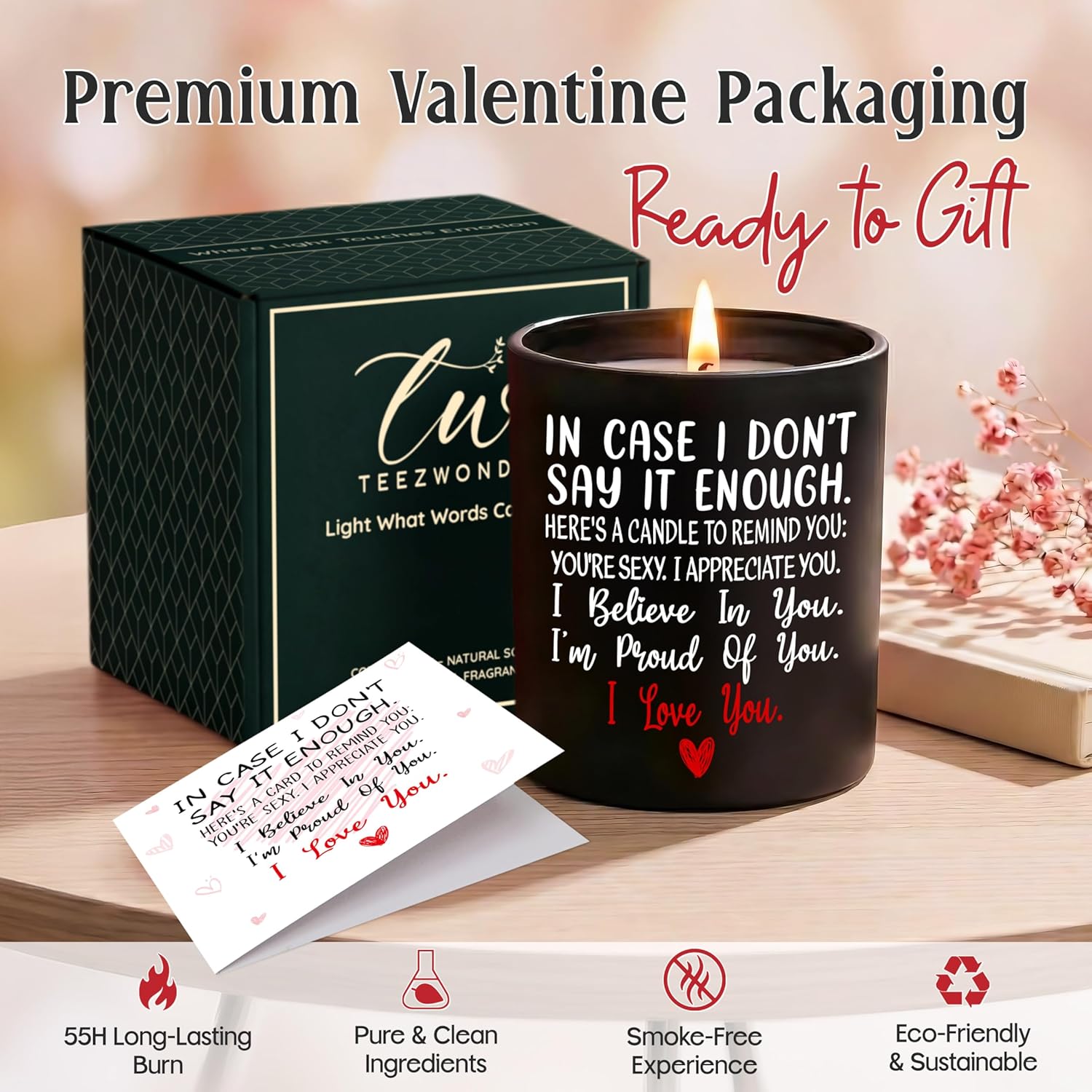 TEEZWONDER Valentines Day Gifts for Her Him - Long Lasting Vanilla Lavender Candle 10 Oz - Romantic Anniversary Wedding Birthday Valentines Gifts for Women Men, Girlfriend Boyfriend Gift Ideas - Image 3