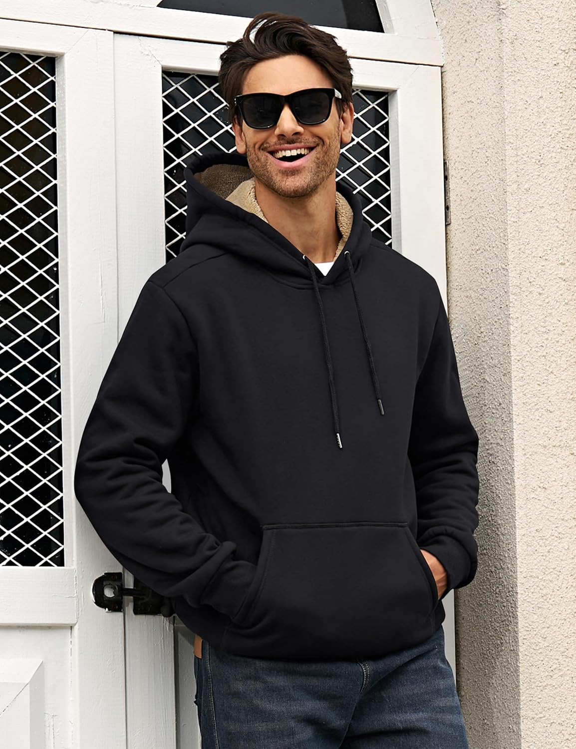 MAGCOMSEN Men's Heavy Hoodie Sherpa Fleece Lined Pullover Thick Winter Hooded Sweatshirt - Image 3