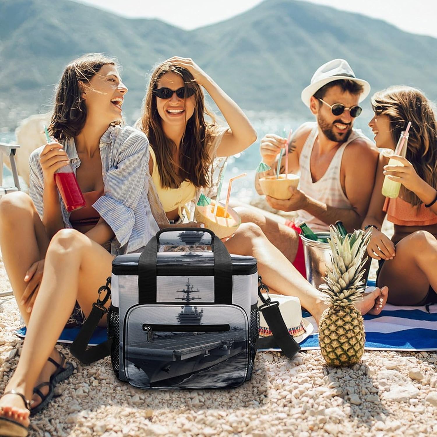 Aircraft Carrier Cooler Bag Portable Insulated Lunch Bags Leakproof Ice Chest Large Capacity Soft Cooler Tote for Picnic Camping Work Travel Keep Food Drinks Fresh 22.5L