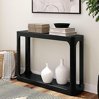 Plank+Beam Forma Console Table, 46 Inch, Solid Wood Sofa Table, Entryway Table for Hallway, Narrow Behind The Couch Table, Console Tables for Entryway, Living Room, Foyer, Easy Assembly, Black