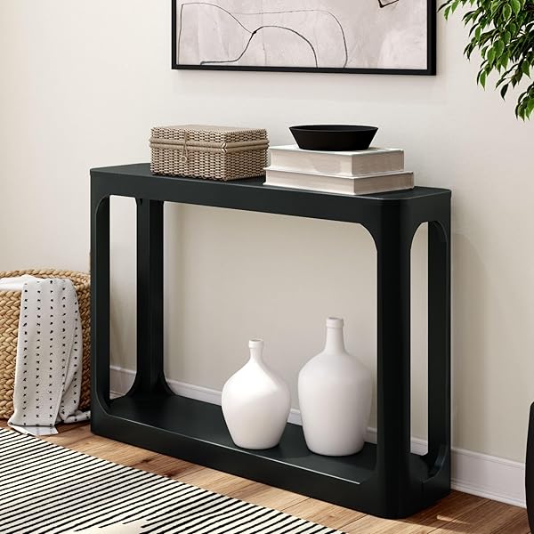 Bold Black Console Table Ideas for Any Space 134 Rounded Solid Wood Console Table