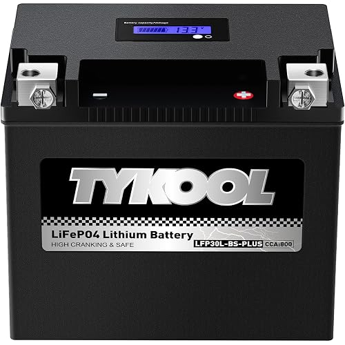 TYKOOL LFP30L-BS-PLUS Lithium Battery, Replaces GYZ32HL-BS YIX30L-BS, 800CCA 28Ah Fits for Motorcycle UTV ATV PWC, Compatible with Harley CVO Limited Polaris Ranger RZR 1000,Sea-Doo 1500, SOC Readout