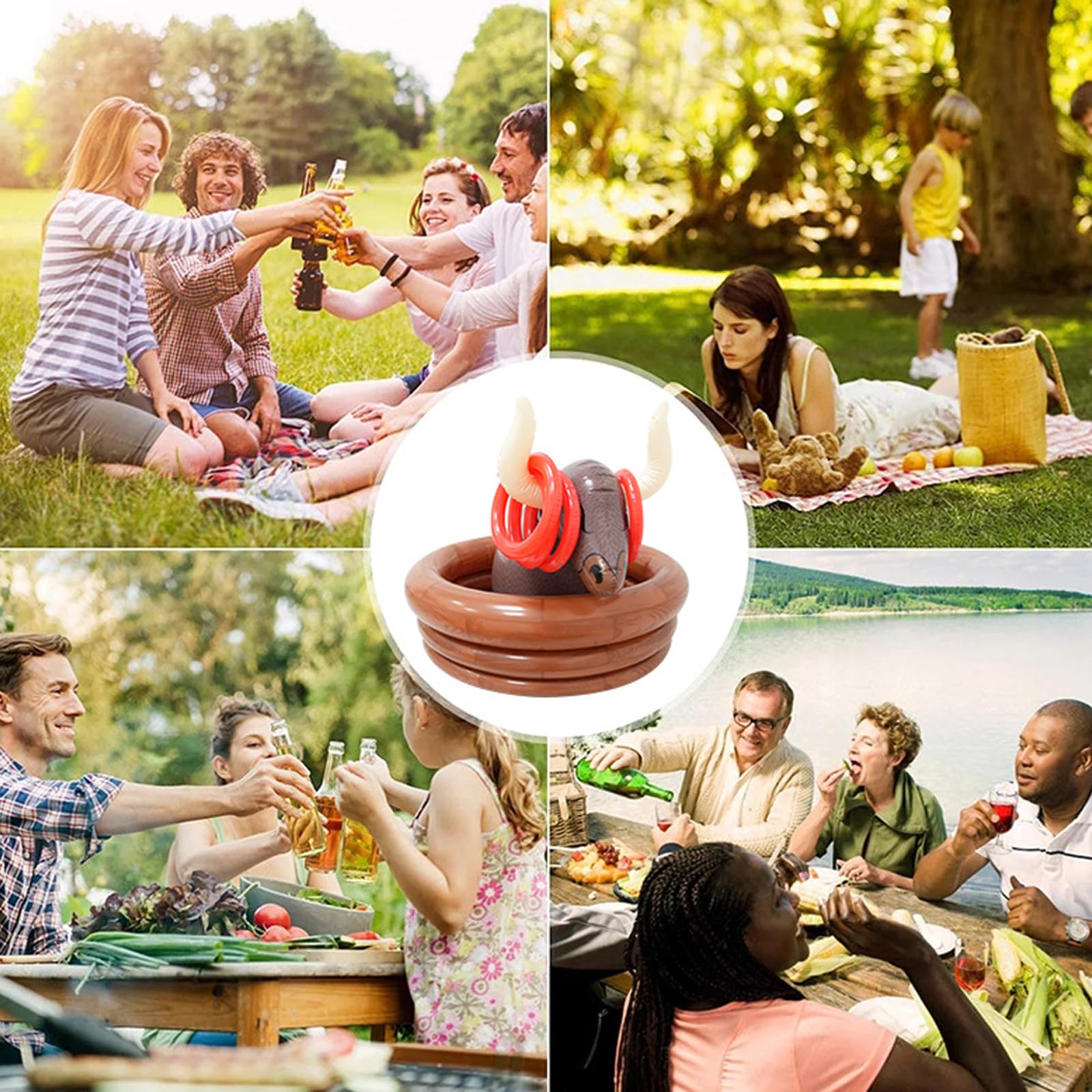 Genérico Juguete para lanzar Aros temático con Almacenamiento de Incorporado, para picnics en la Playa y Juegos en Patio, Juego de Lanzamiento portátil para niños