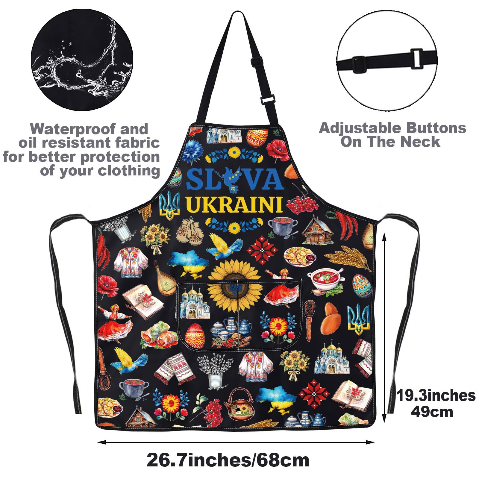 JNIAP Ukraine Kitchen Apron Ukrainian Gifts Ukrainian Cooking Aprons Ukraine Symbol Apron