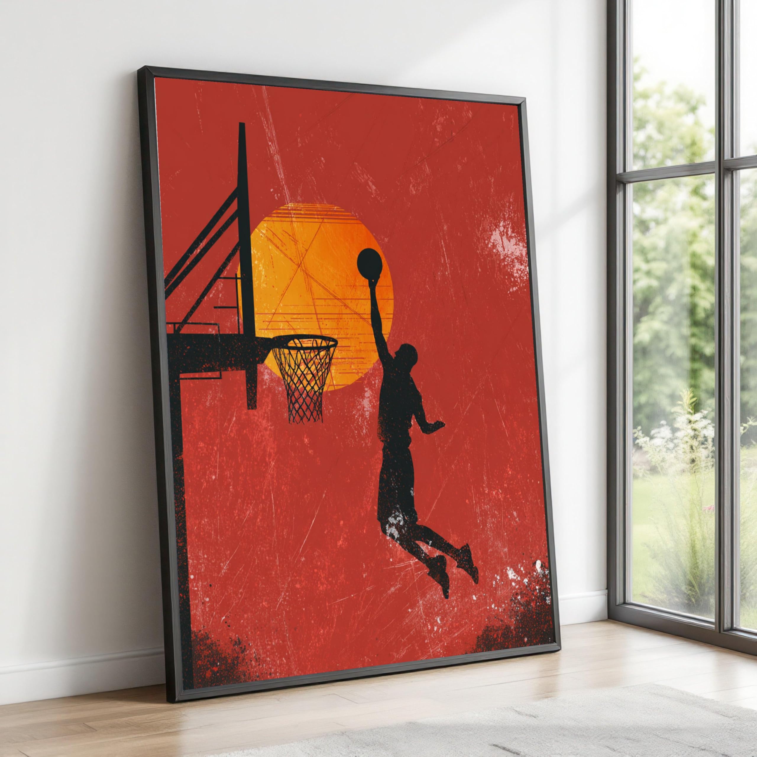 Impression sur toile de basket-ball avec cadre en bois - 8