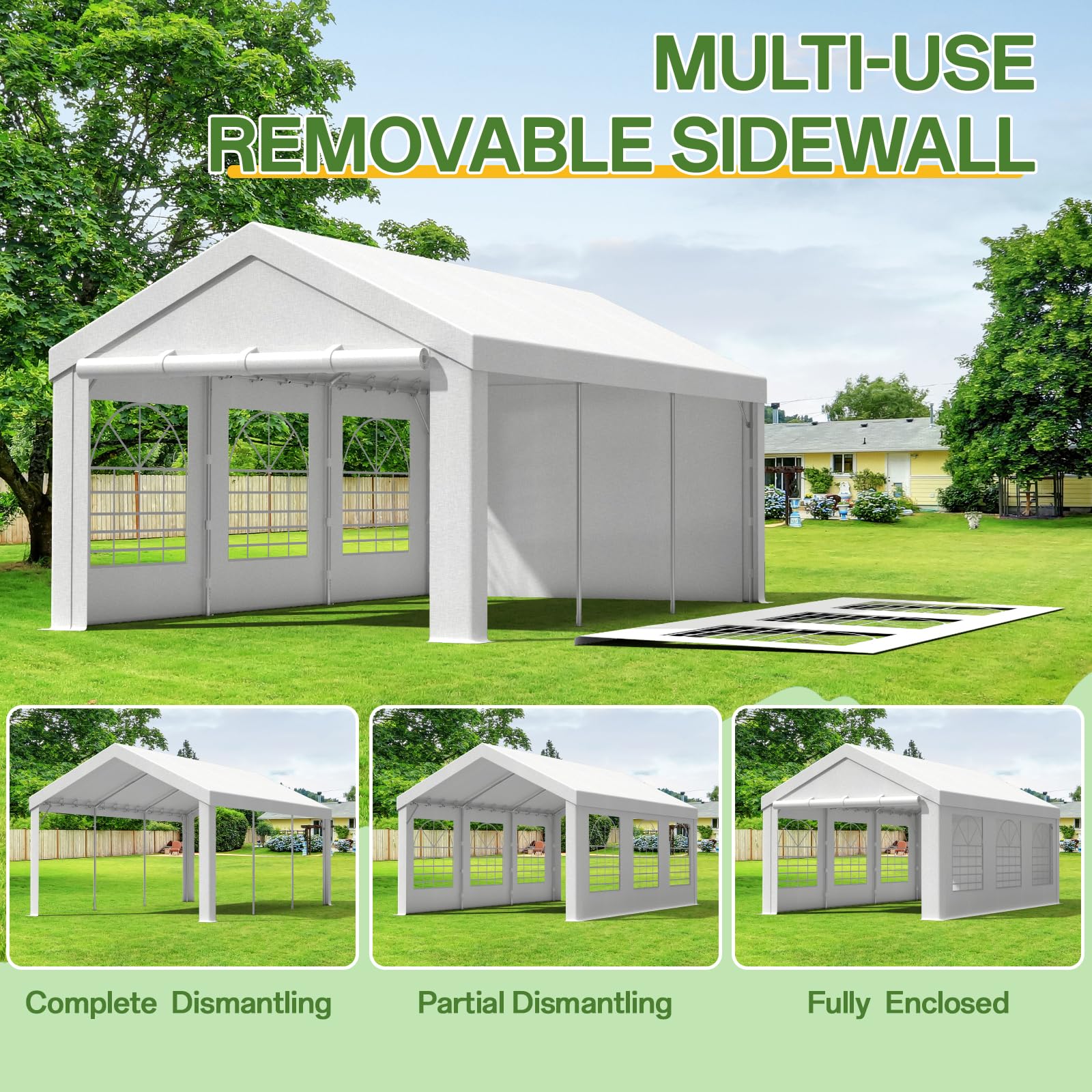 Homall Partyzelt 3x6 m,Metall Gestell Gartenzelt,Pavillon Wasserdicht 560g/m² PE-Plane,Zelt Stabil-18 Bodenhaken 4 Windfesten Seilen,UV-Schutz 50+Große Luxus Hochzeitszelt Gartenpavillon18m²,Weiß