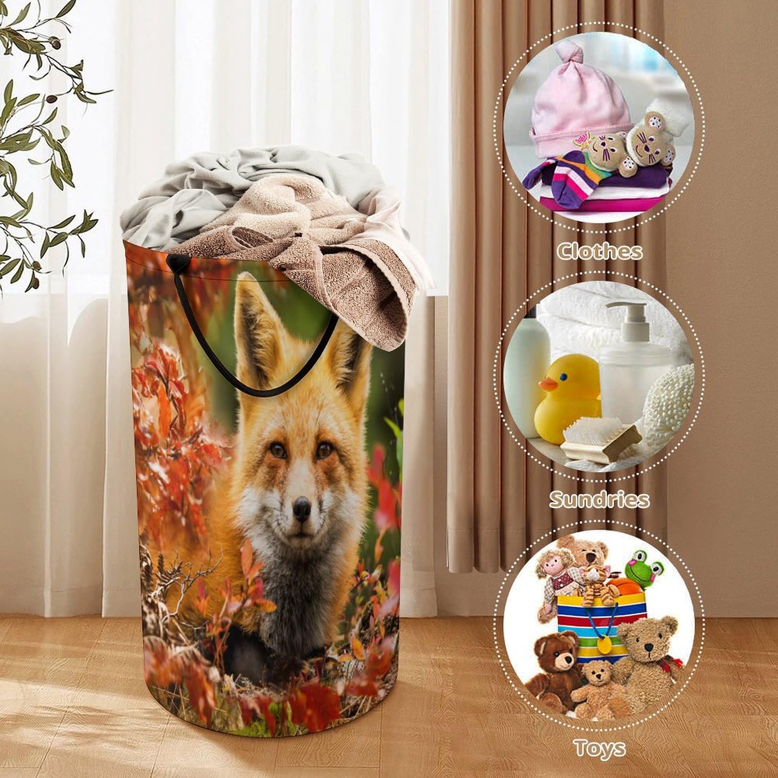 FOXEYインテリア小物 Amazon.com: LNDDYTP Woodland Animals Cute Fox Laundry Hamper Dirty