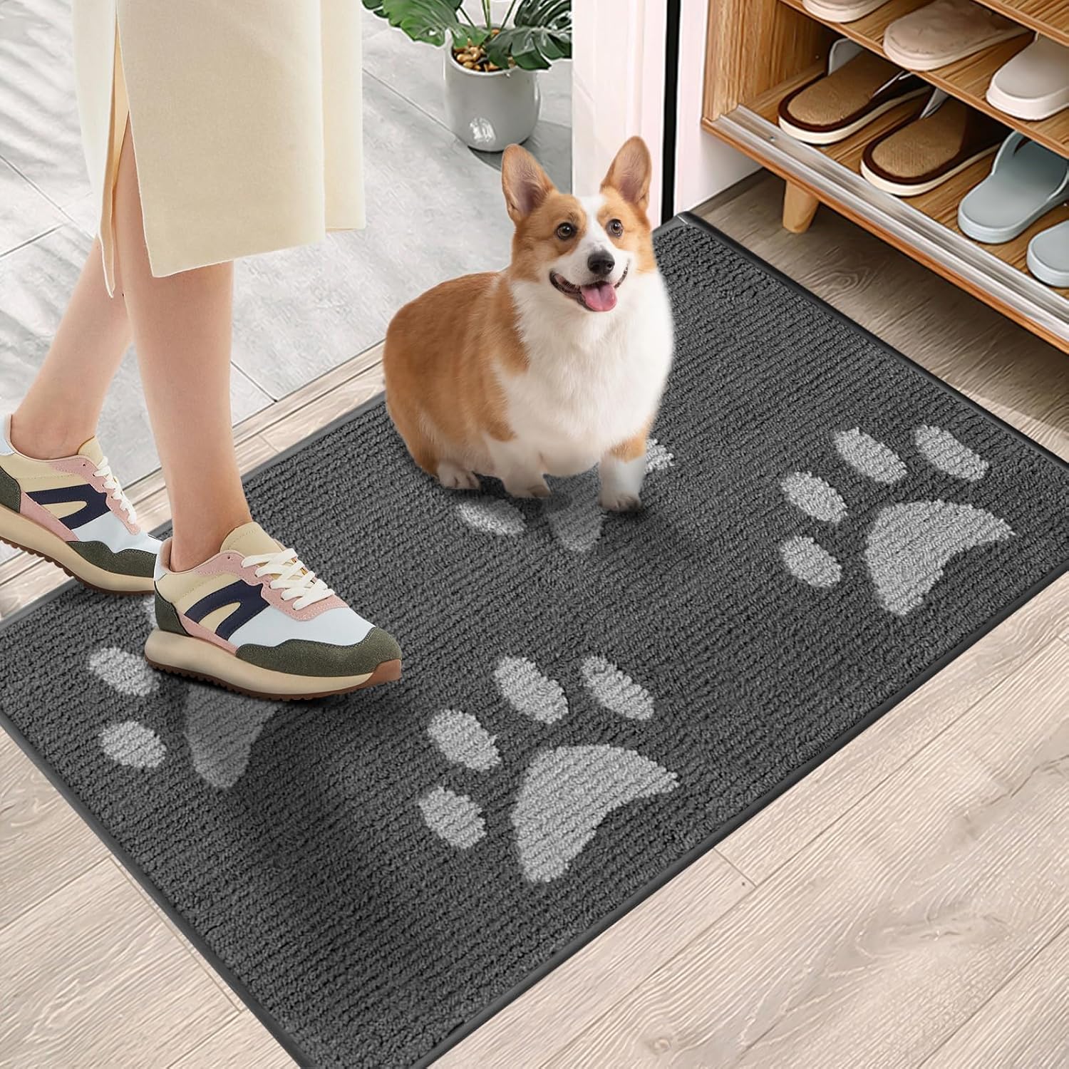Dog Door Mat for Muddy Paws- Non-Slip Absorbent Doormat for Indoor/Outdoor Floor Use, Soft Washable, Ideal for Entryway & Patio, Dogs