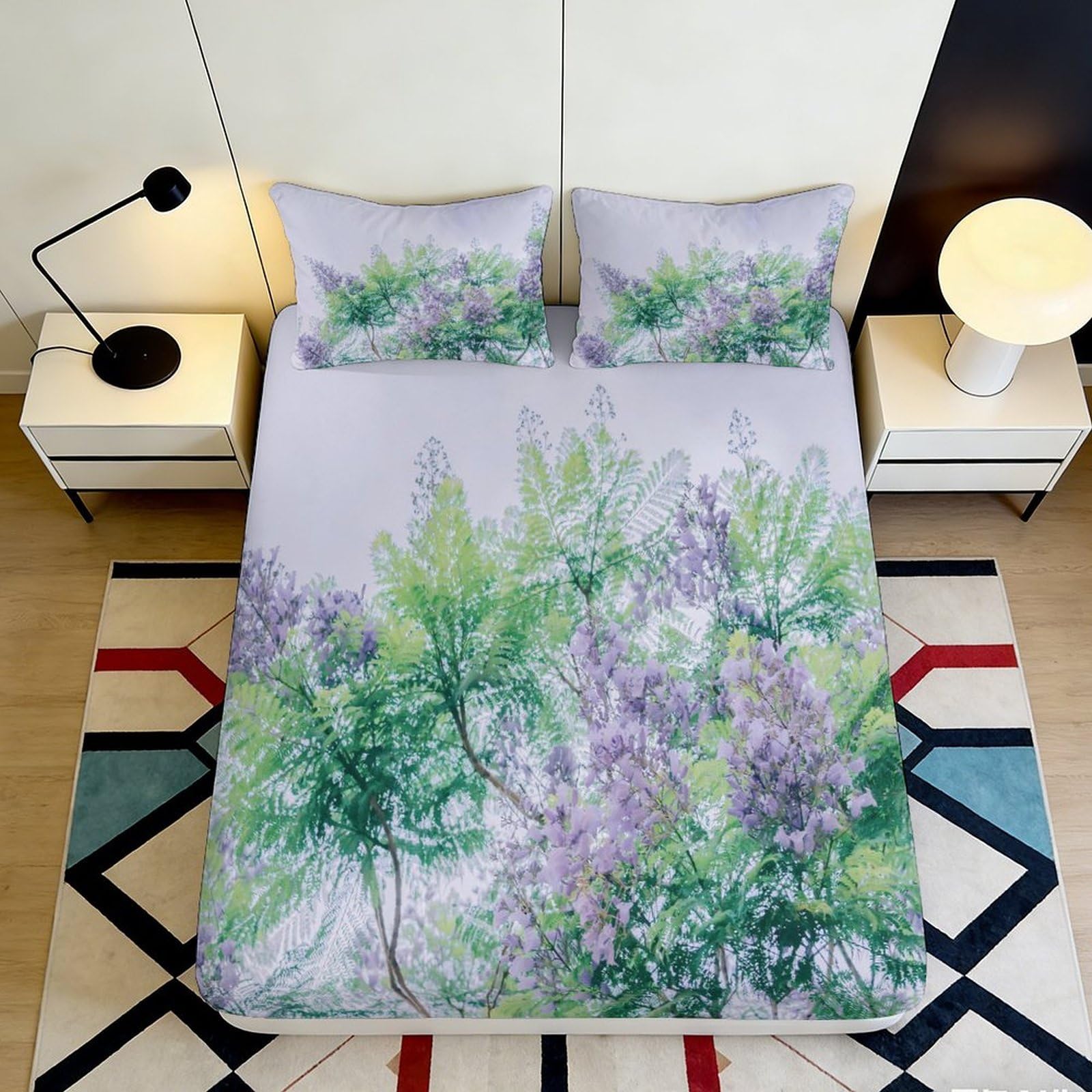 3D Printed Floral Fitted Sheet Microfiber Deep Pocket Bedroom Flower Mattress Fitted Cover Elastic Hem 200x200x25cm 90x200x25cm