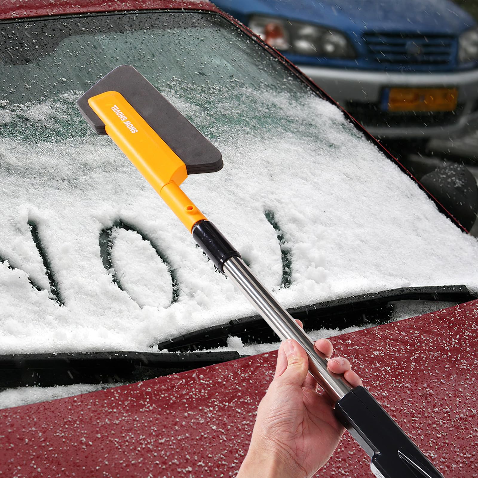 Housoutil 4 Pezzi Raschietto per Ghiaccio Auto in Lega di Alluminio e ABS Multifunzionale per Rimozione Neve e Sbrinamento Parabrezza per Manutenzione Invernale Auto e Tetto