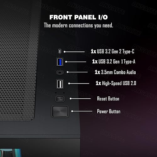 Miniatura 8 de PC CASE ATX 9 PWM ARGB Ventiladores preinstalados, funda de PC para juegos de media torre, carcasa panorámica de vidrio templado para computadora