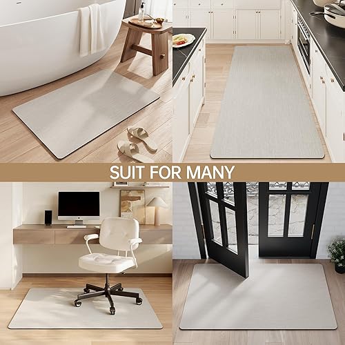 Miniatura 9 de Mecko Tapete de baño de goma, antideslizante, secado rápido, absorbente, delgado, tapetes de baño para debajo de la puerta, tapete de regadera