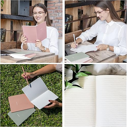 Miniatura 5 de Diario de cuaderno (paquete de 8), A5, 5.5 x 8 pulgadas, papel grueso de 2.82 ozm, bonito juego de cuadernos con tapa de papel suave, diario de