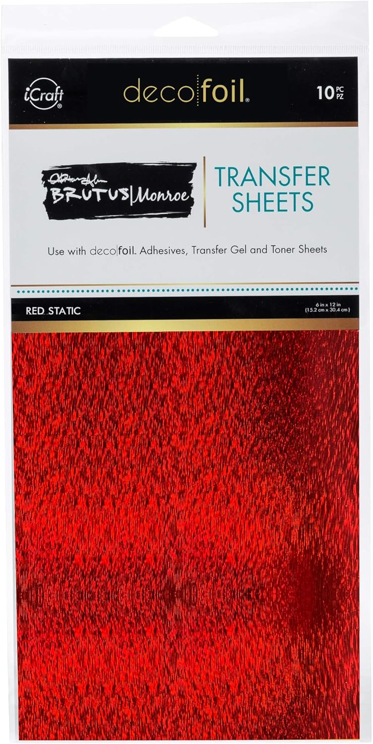 iCraft Deco Foil Transfer Sheets by Brutus Monroe 6" x 12" 10 Sheets Red Static