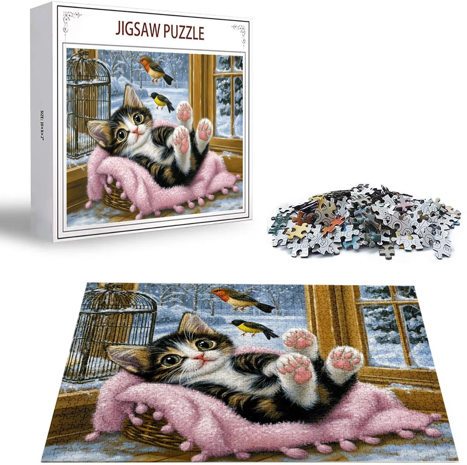 Puzzle Gatto Puzzle 4000 Pezzi Jigsaw Adulti DIY Classici Gioco, Puzzles a Forma di Uccello, Giochi Rilassamento e Intelligence per Ragazzi 14 Anni 141x87cm/4000 pcs con Scatola Regalo in Legno H-6118