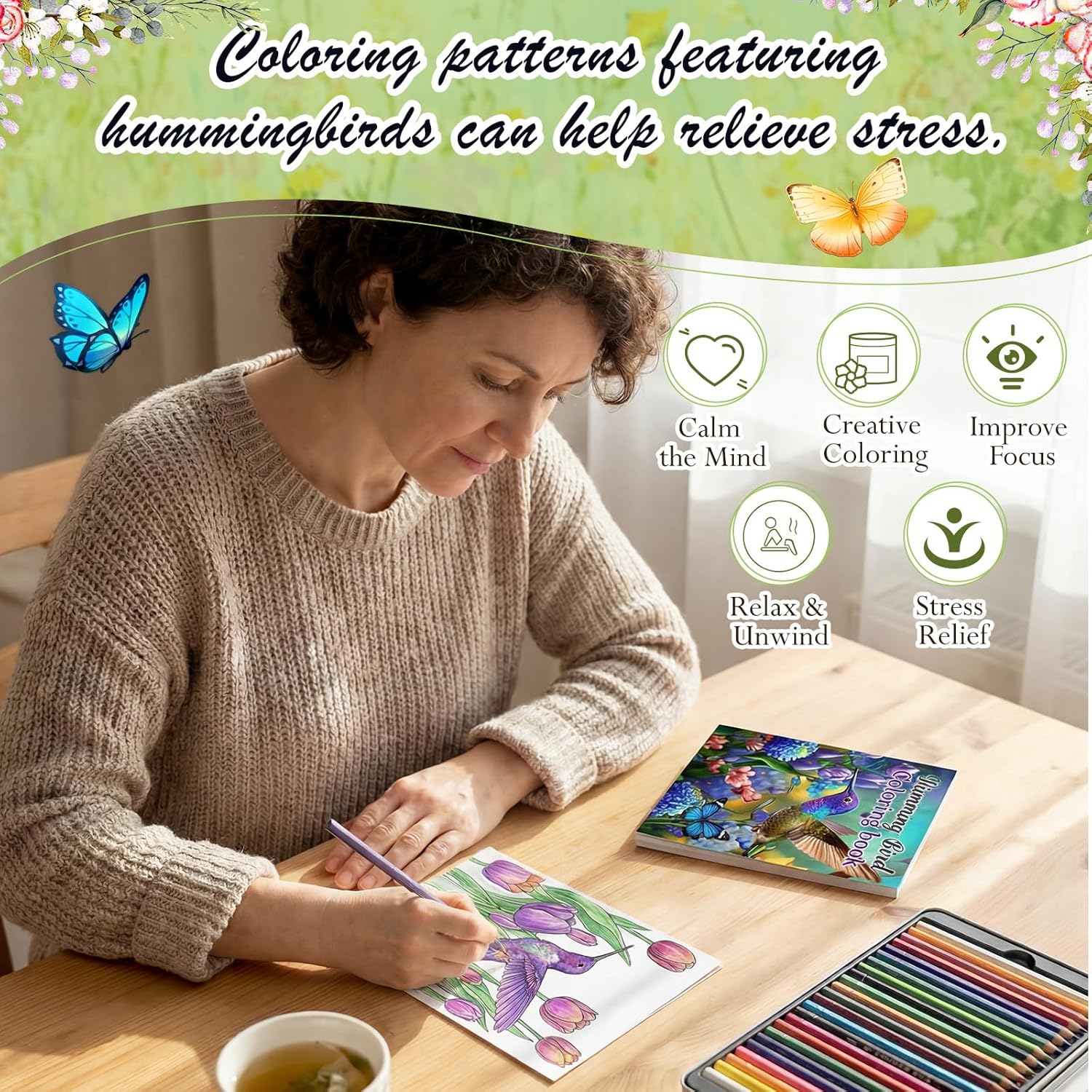 Liliful 144 Pcs Hummingbird Themed Coloring Book Bulk 5x7 Inch Mini Drawing Books with Floral & Hummingbird Patterns, Ideal for Party Favors, Goodie Bag Fillers & Creative Gifts