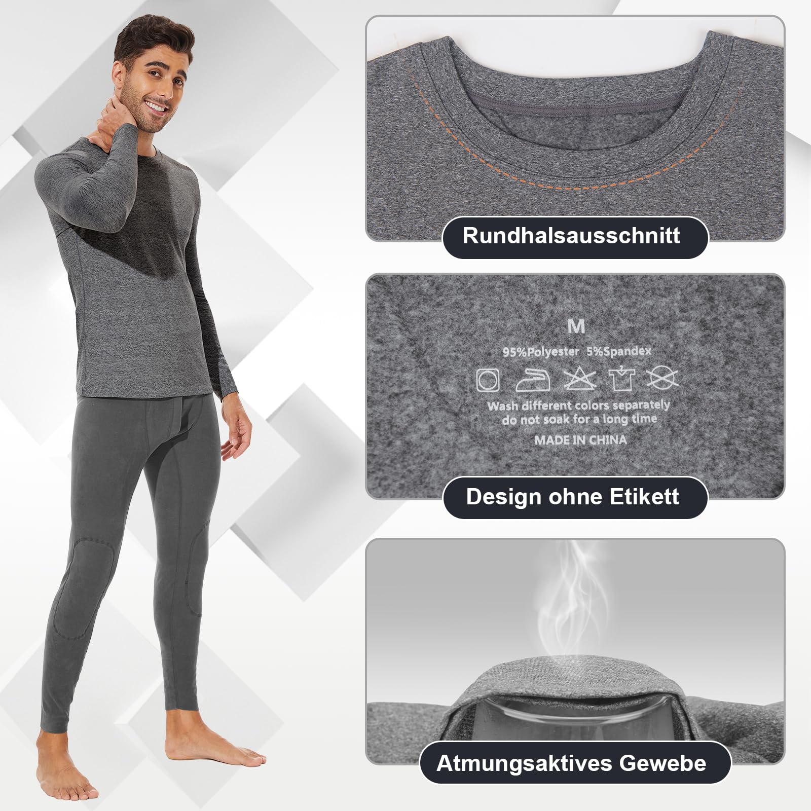 SIMIYA Camiseta térmica de manga larga para hombre, forro polar cálido, capa base, camisetas térmicas largas para hombre