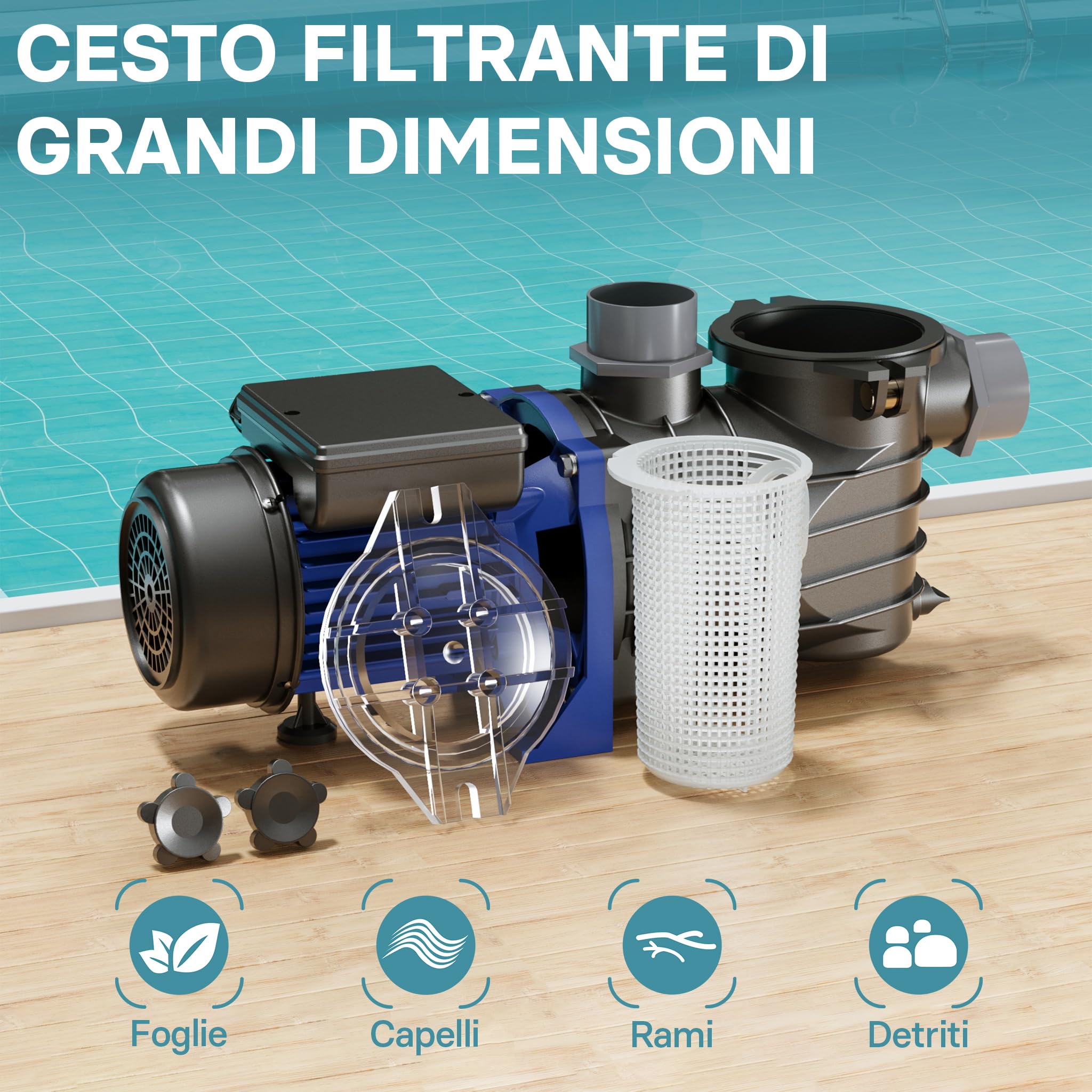 Pompa piscina per ricircolo e filtraggio 11700 l/h 250 W Pompa di circolazione