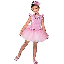 RUBIE’S Barbie – Costume da Barbie BALLERINESequins per bambini, taglia 3-4 anni, vestito con tutù da ballerina rosa, fascia per capelli e collana