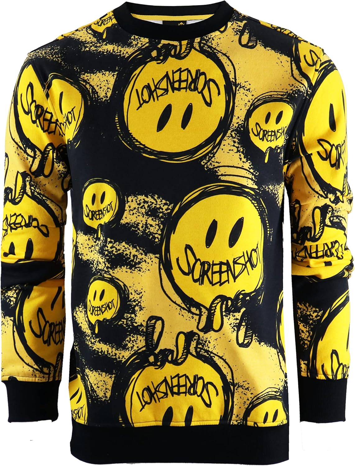 SCREENSHOT Mens Urban NYC Graffiti Hip Hop Fleece Pullover Active Fashion Crew Neck Sweatshirt Top