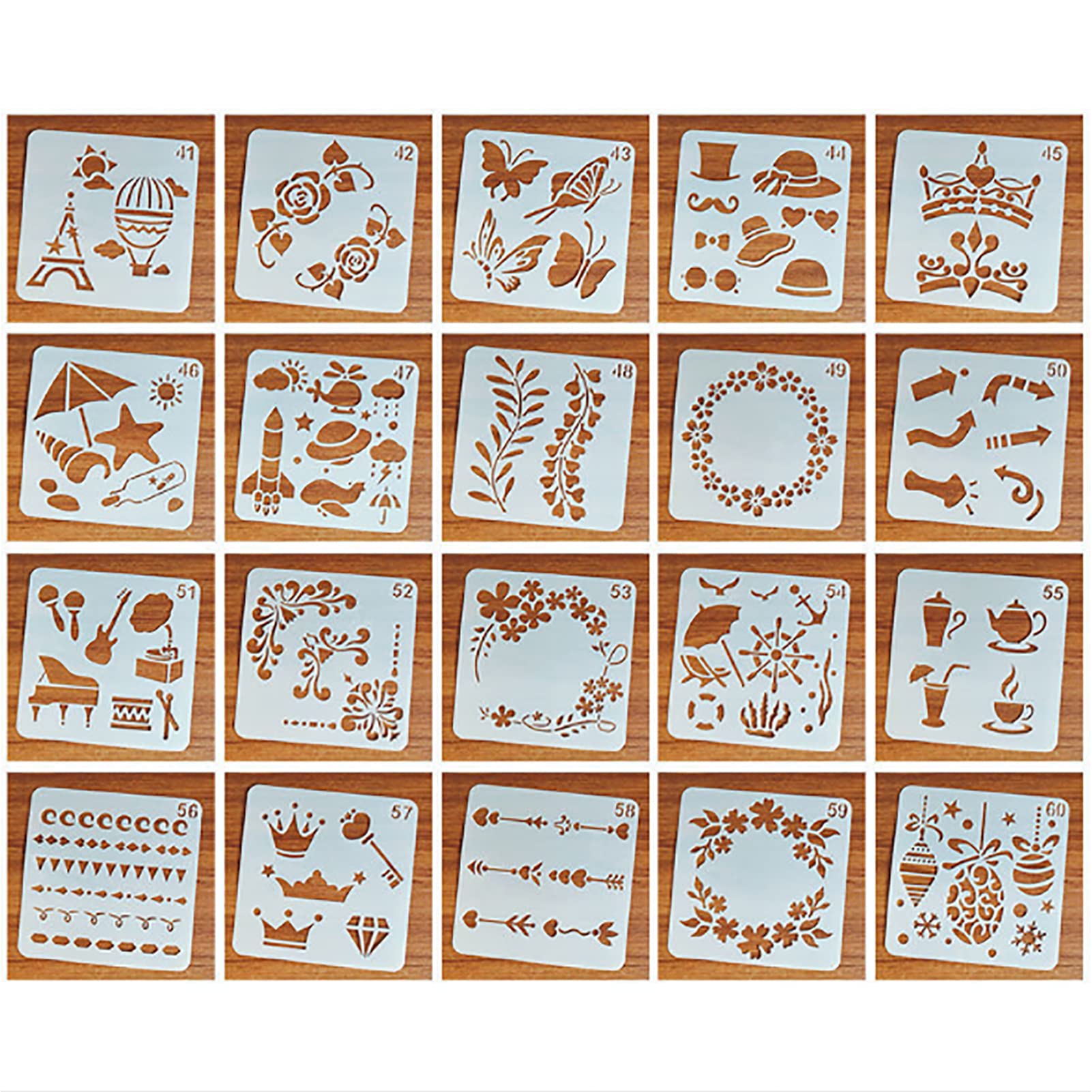 Buy 20Pcs Stencils for Painting on Wood Canvas,Flowers Butterfly Decor