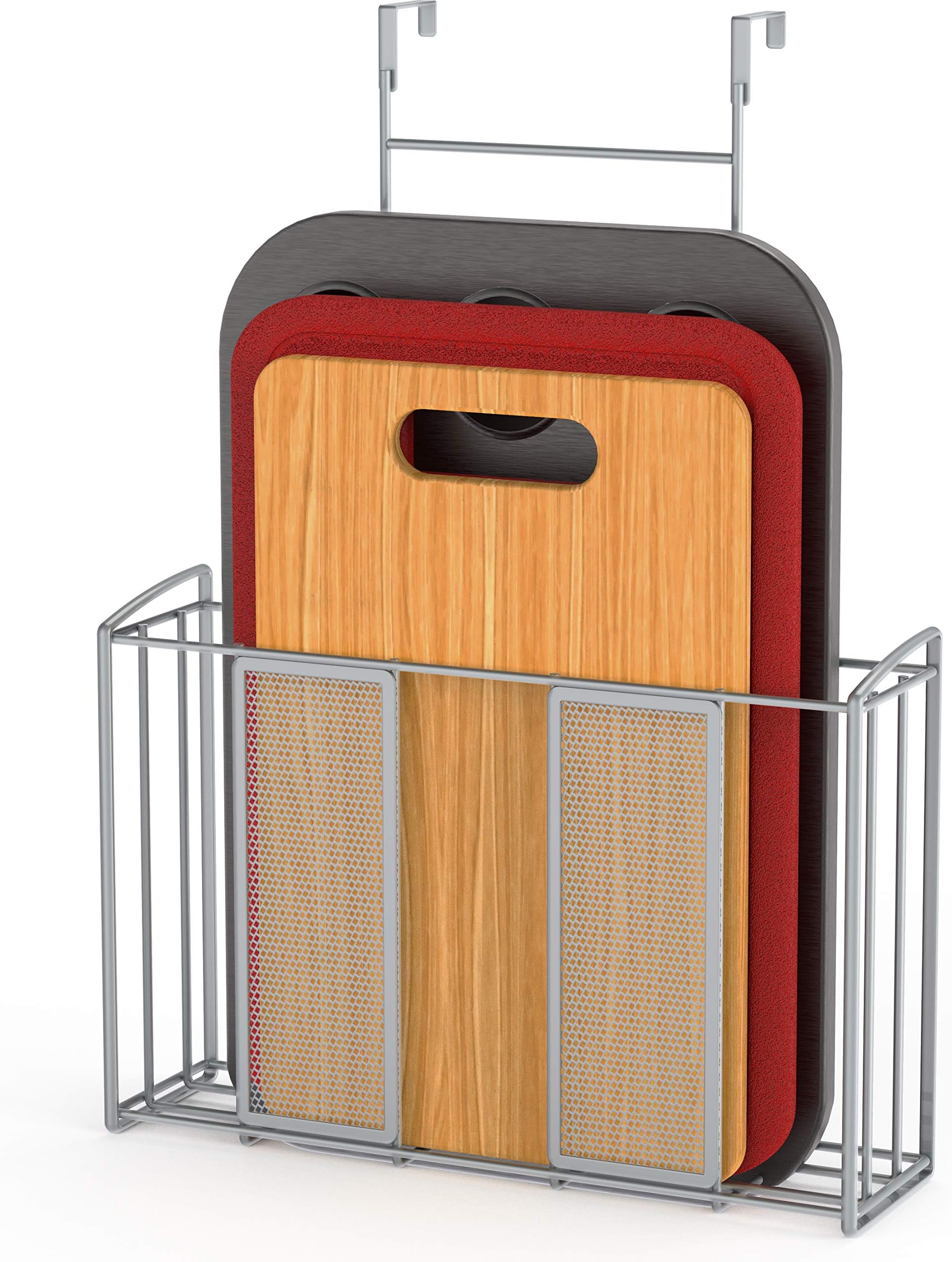 Simple Houseware Over Cabinet Door Organizer, 12.5"Wx3.75"Dx18"H, Mesh Silver