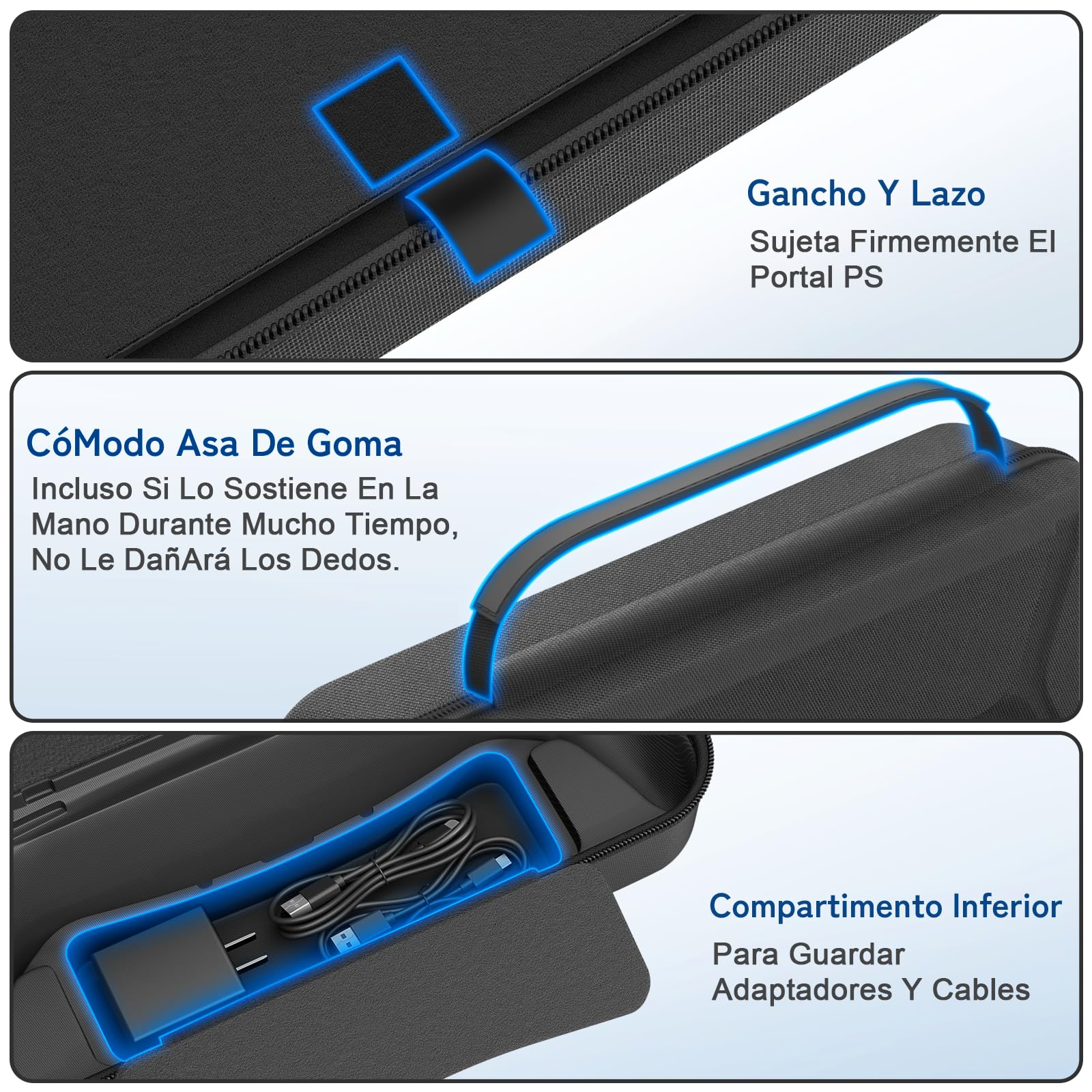 daydayup Funda de Transporte Compatible con PlayStation Portal Remote Player, Funda para PlayStation Portal con Bolsillo con Cremallera, Bolsa de Mano de Juegos para PS Portal (Negro) — view 5