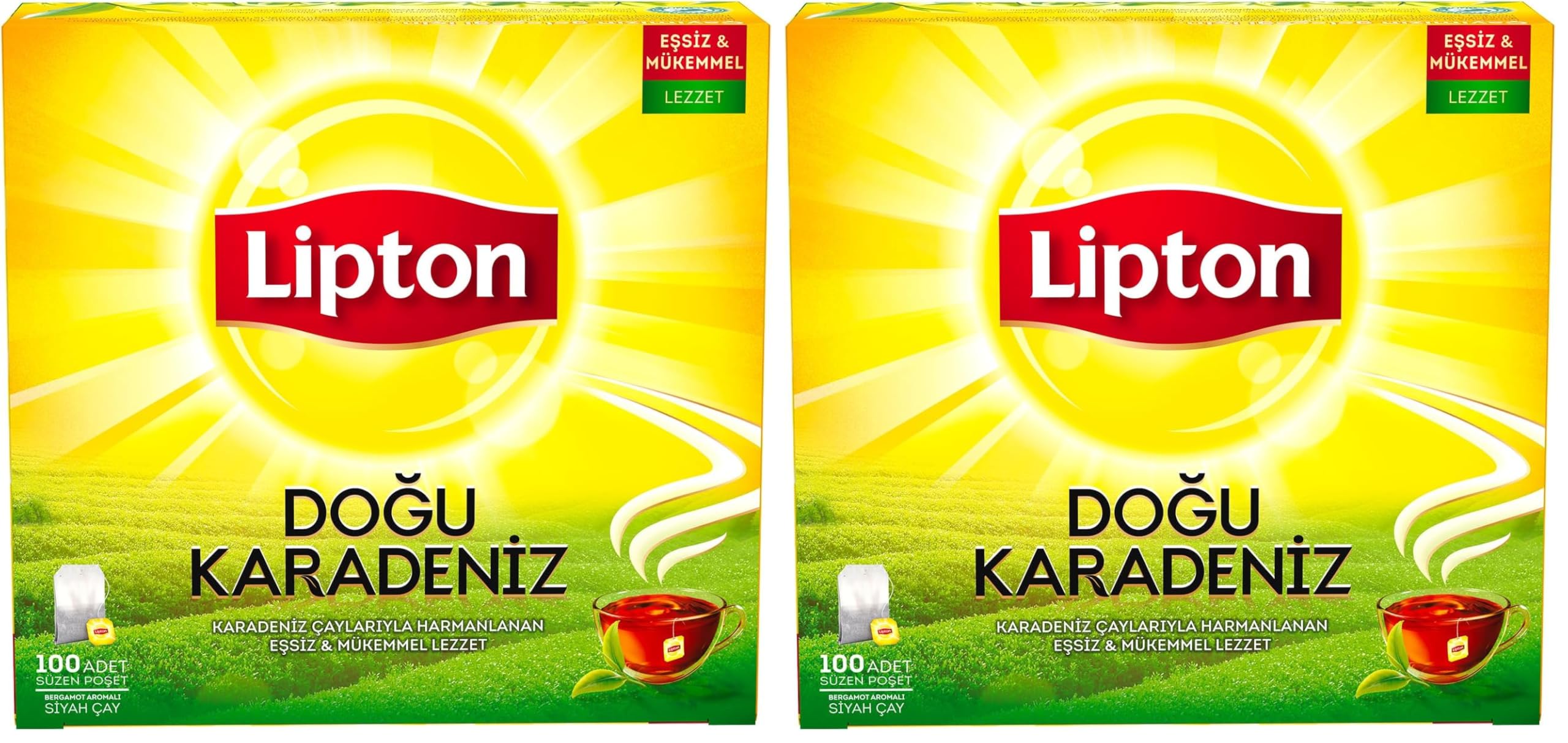 Lipton Doğu Karadeniz Bergamot Aromalı Bardak Süzen Poşet Siyah Çay, 100'lü (2 paketi)