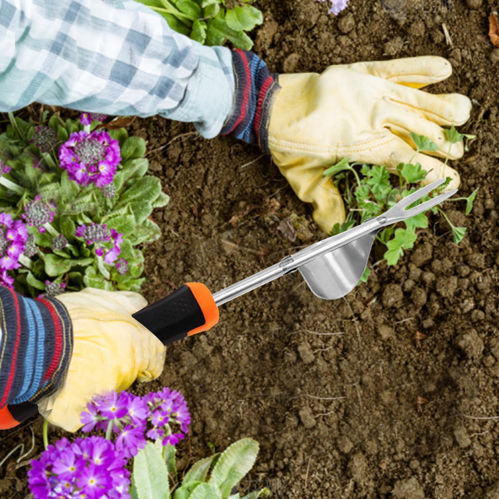 Estirpatore Erbacce A Manico Lungo - Strumento Giardinaggio Con 4 Artigli In Acciaio - Foto 6